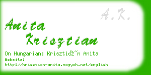 anita krisztian business card